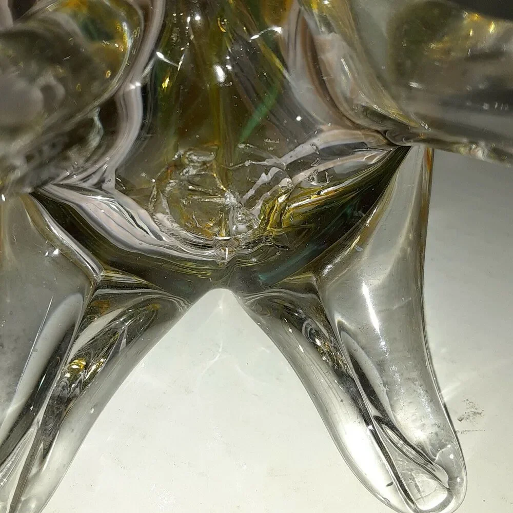 Vintage Hand Blown Decorative Glass Vase Footed Lace Scallop